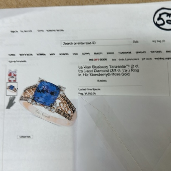 Le Vian Blueberry Tanzanite 2 ct.t.w.& diamond 3/8 ct.t.w. ring in 14K Rose Gold - Picture 9 of 10